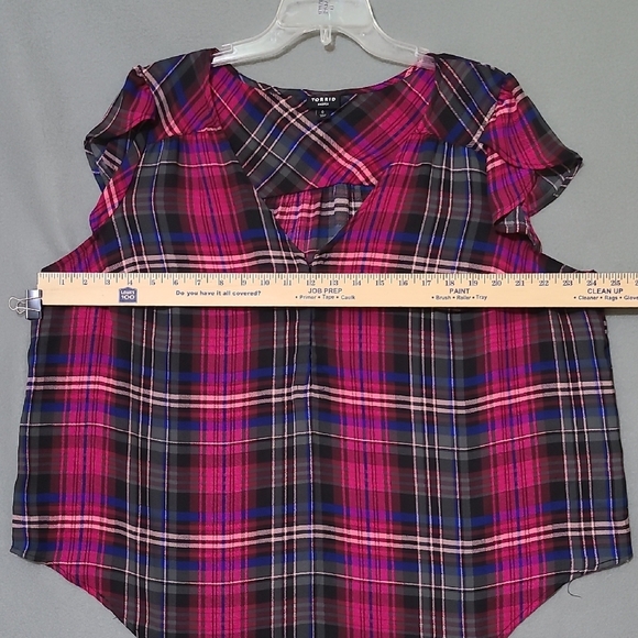 TORRID Women's Plaid Pink & Black Tunic Blouse - Size Large (Torrid Size 0) - Picture 10 of 12